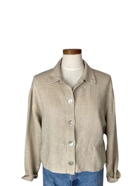 Anne Pinkerton Collection Natural Linen Button Down Shirt Sz L
